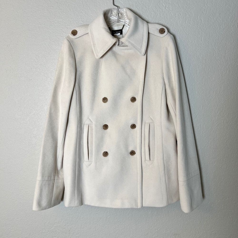 *FIRM PRICE* J. CREW CREAM WOOL PEA COAT